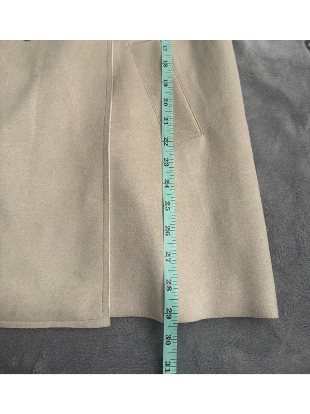 Simply Styled by Sears Faux Suede Faux Fur Collar Peacoat light grey Size S - Picture 9 of 11